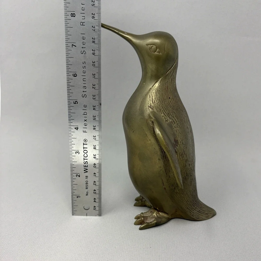 Vintage Brass Penguin Bird Statue Figurine 7.5” Ornate Metal Aged Patina